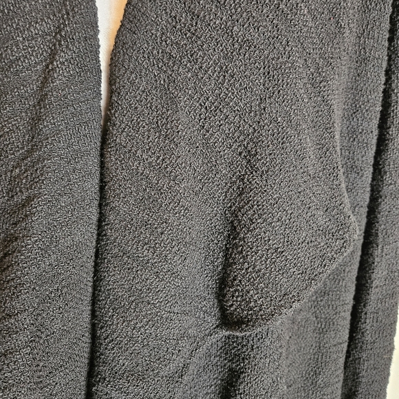 Steve Madden Black Slub Knit Open Cardigan Sweater Jacket Sz Large Shawl Collar - Picture 5 of 14